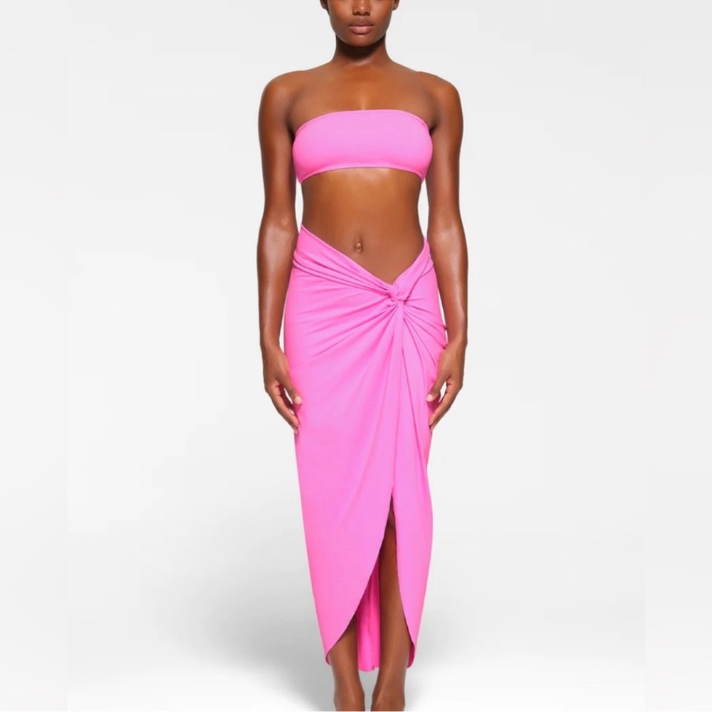 SKIMS Hot Pink Twist-Front Swim Sarong